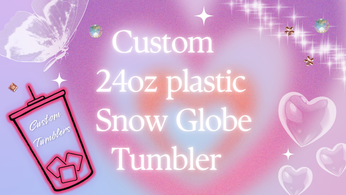 Custom 24 oz Plastic Snow Globe Tumbler